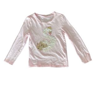 Girls Swan Sequin Shirt, Pink, Size 4/5, Rockets of awesome